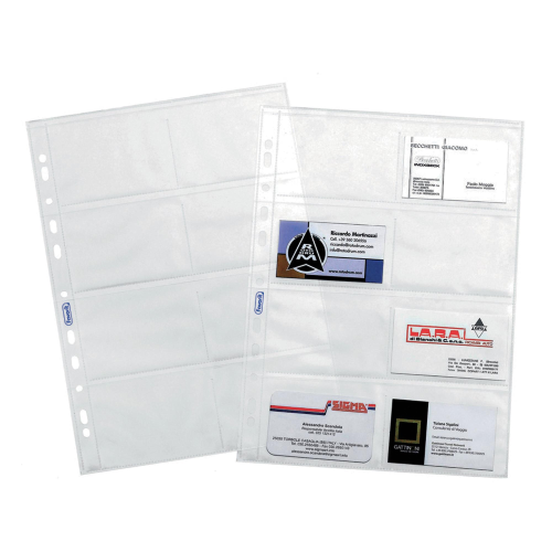 Buste forate Portabiglietti - 8 Tasche - 22,2 x 31,2 cm - trasparente - Favorit - conf. 10 pezzi